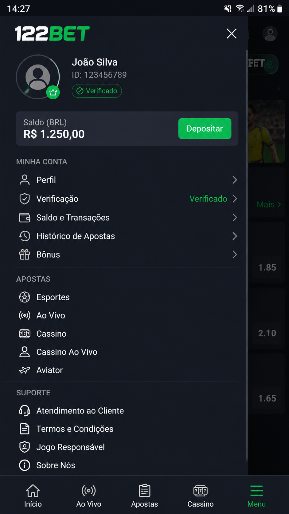 122bet screenshot