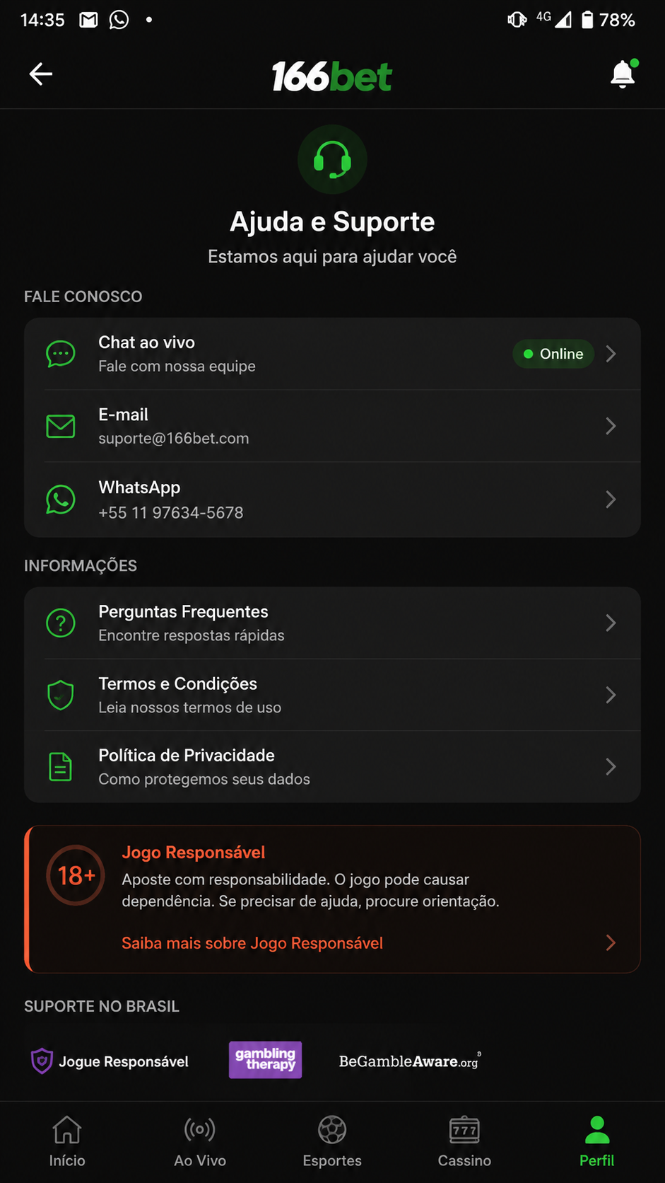 166bet screenshot