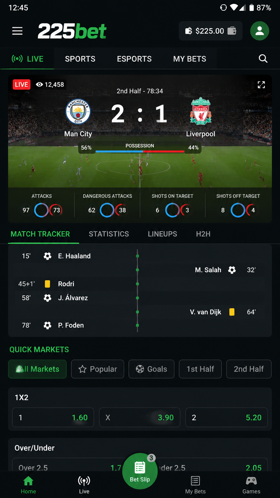 225bet screenshot