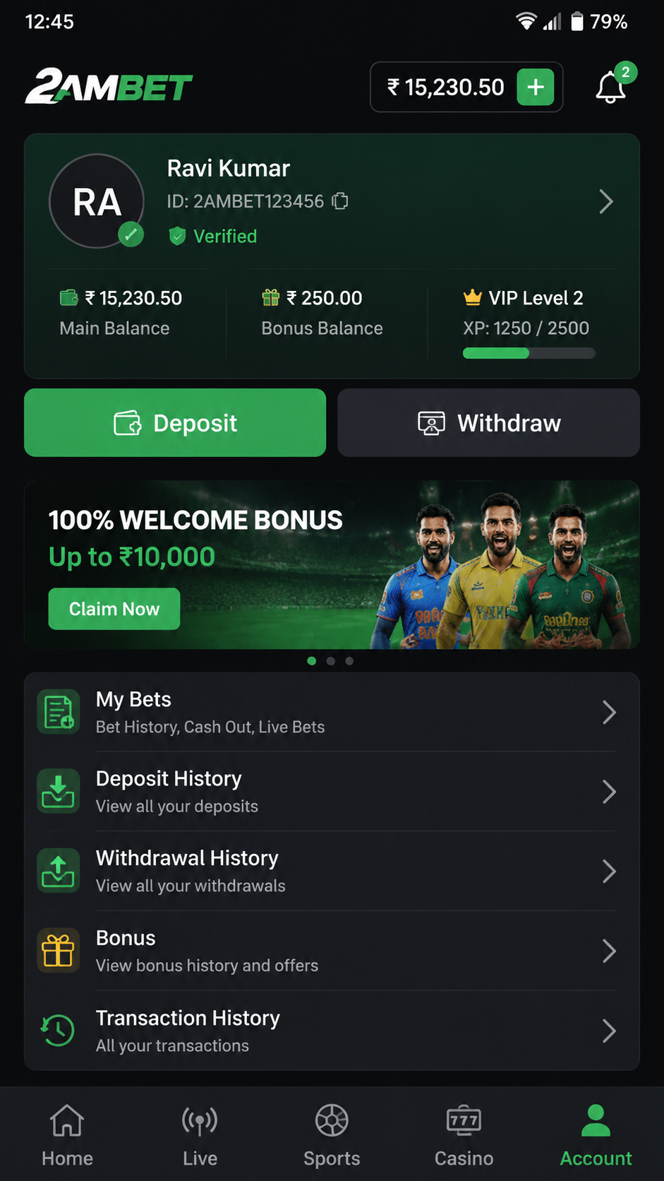 2ambet screenshot