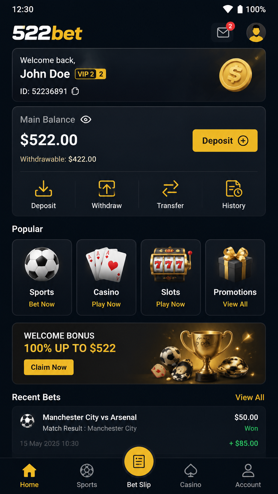 522bet screenshot