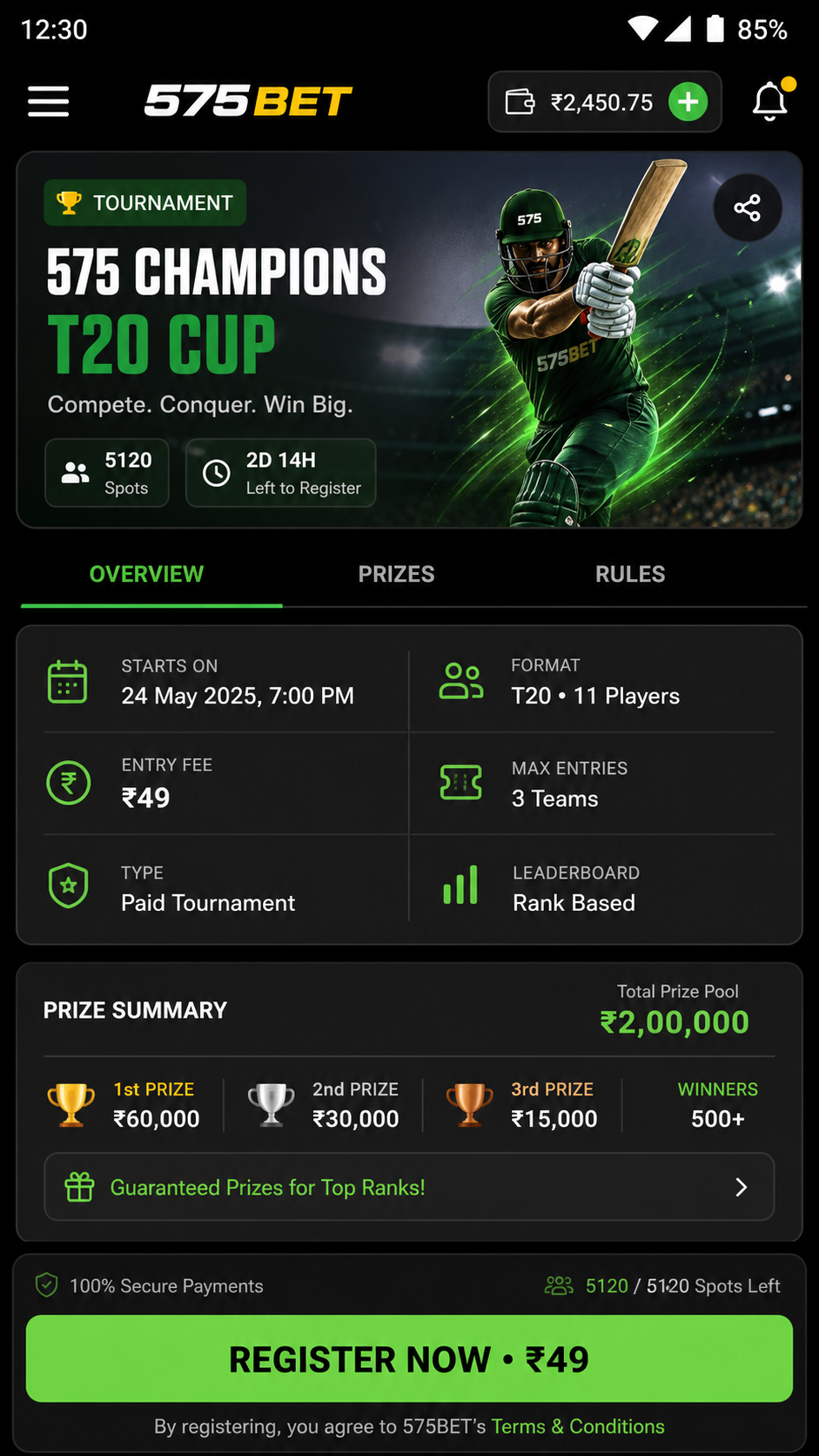 575bet screenshot