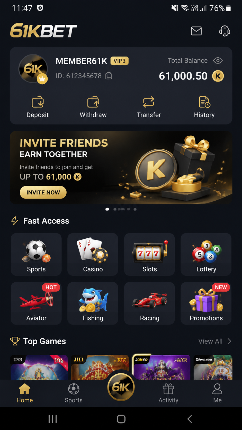 61kbet screenshot