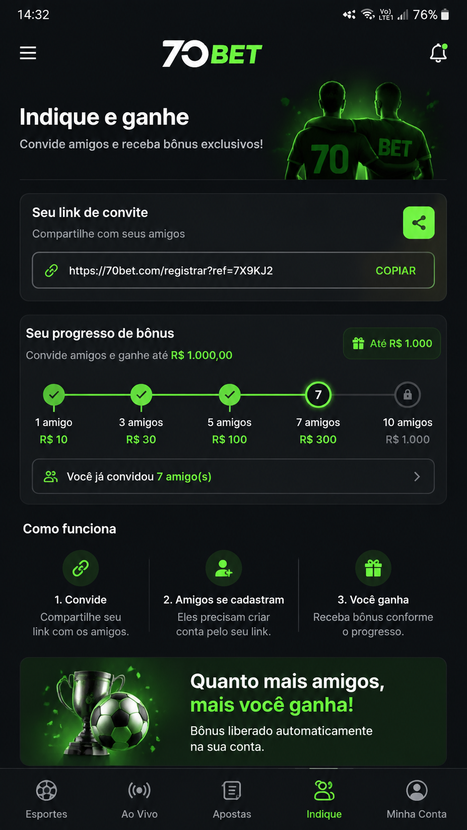 70bet screenshot
