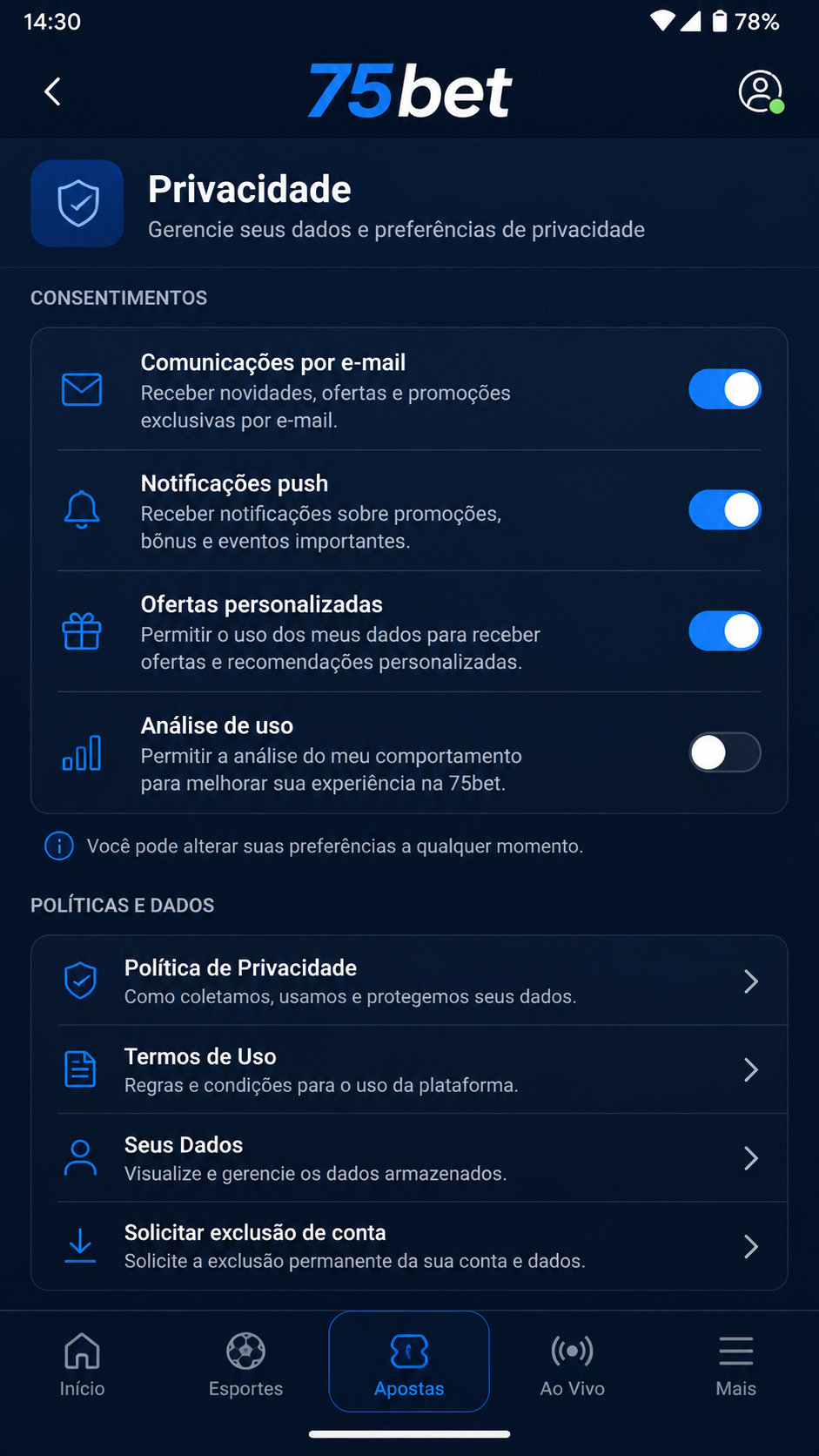 75bet screenshot