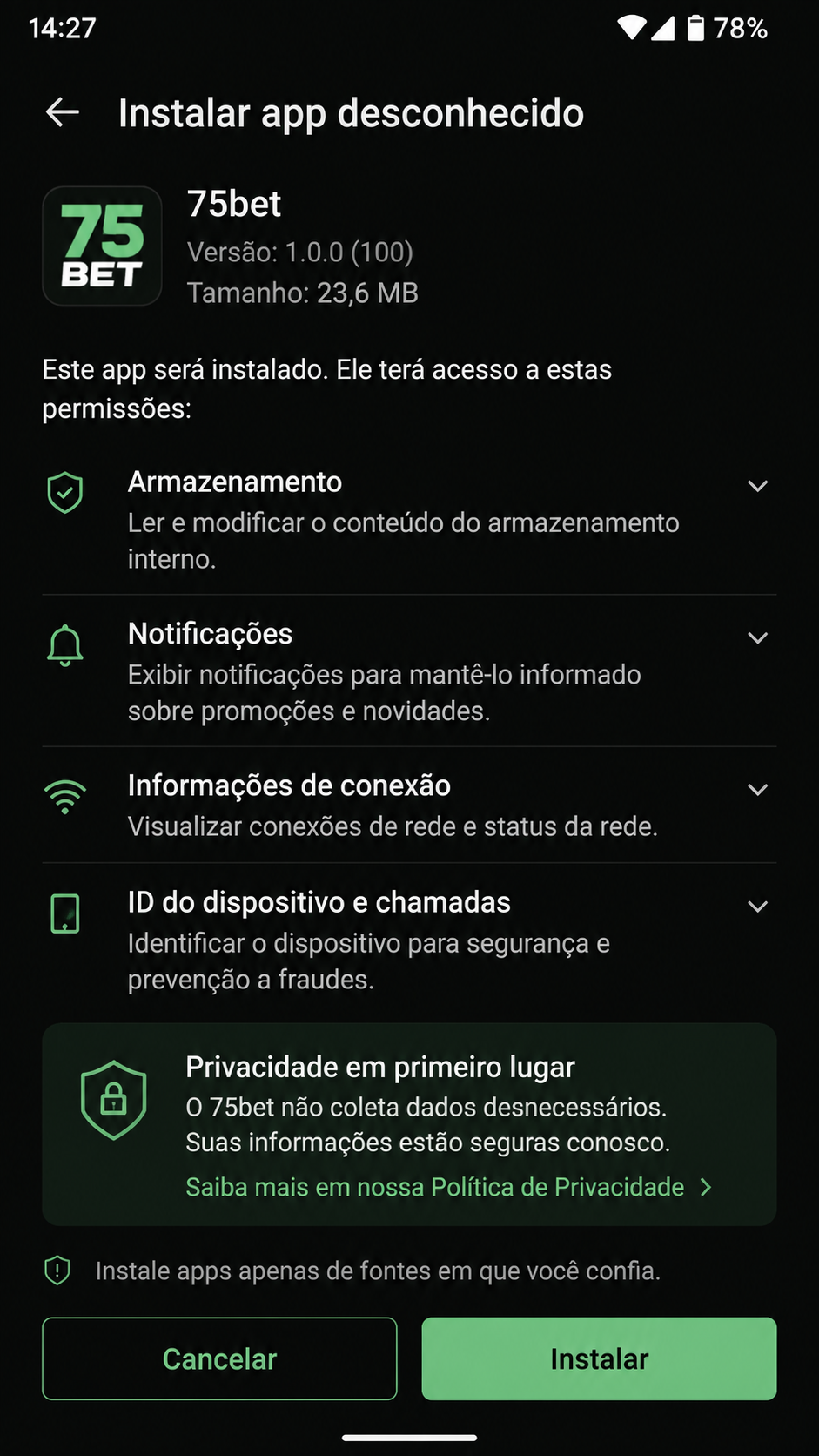 75bet screenshot