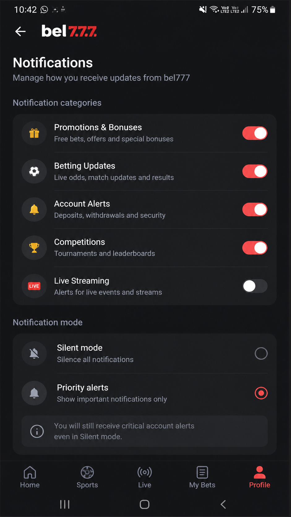 bel777 screenshot