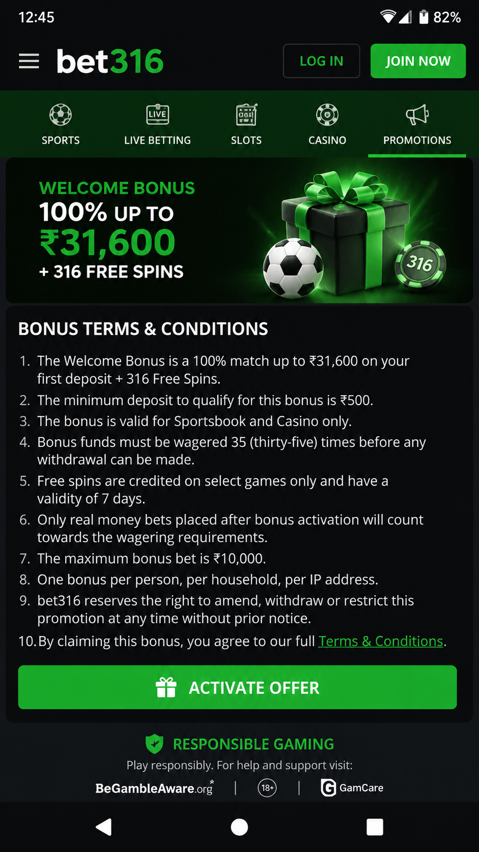 bet316 screenshot