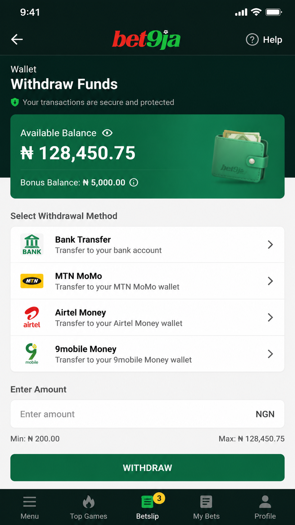 Bet9ja screenshot