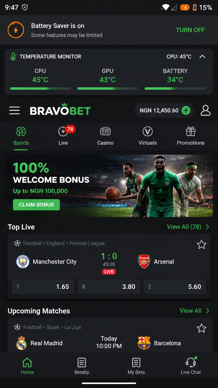Bravobet screenshot
