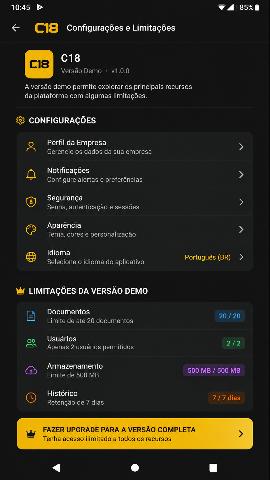 c18 screenshot