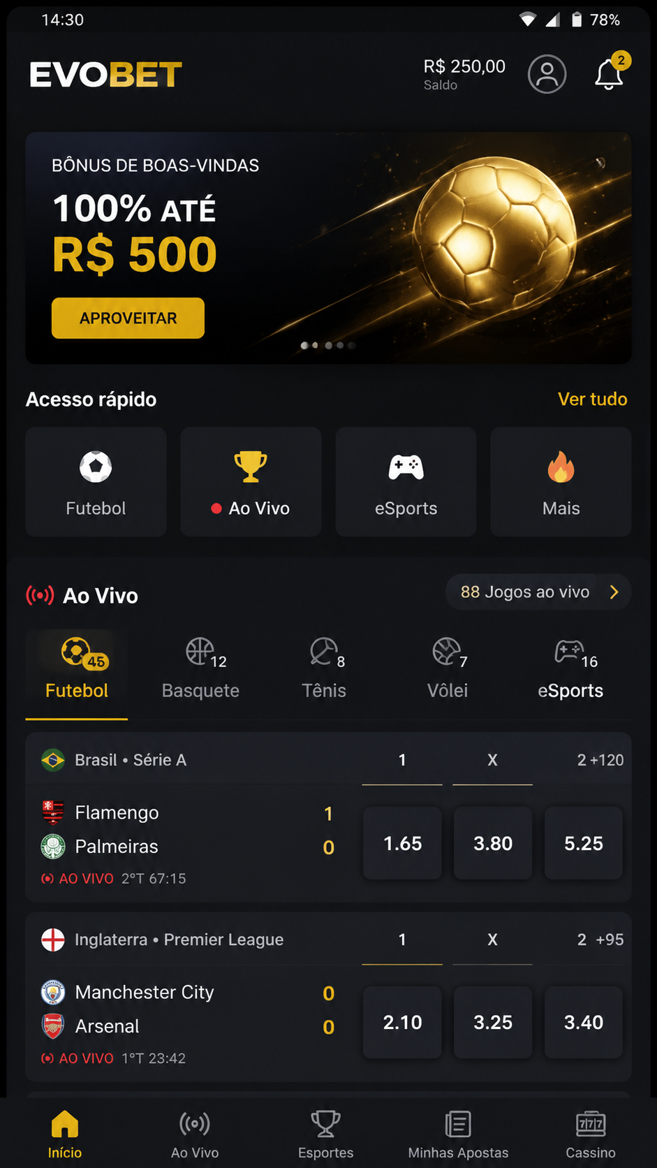 Evobet screenshot