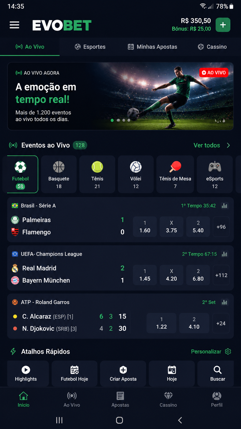 Evobet screenshot