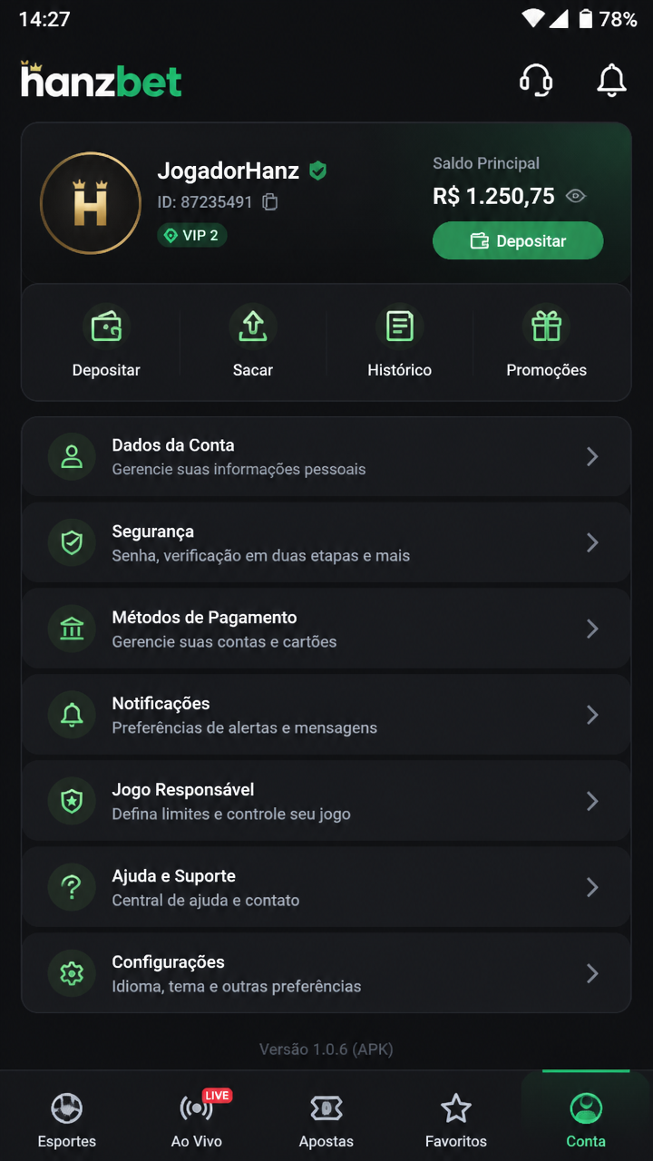 hanzbet screenshot