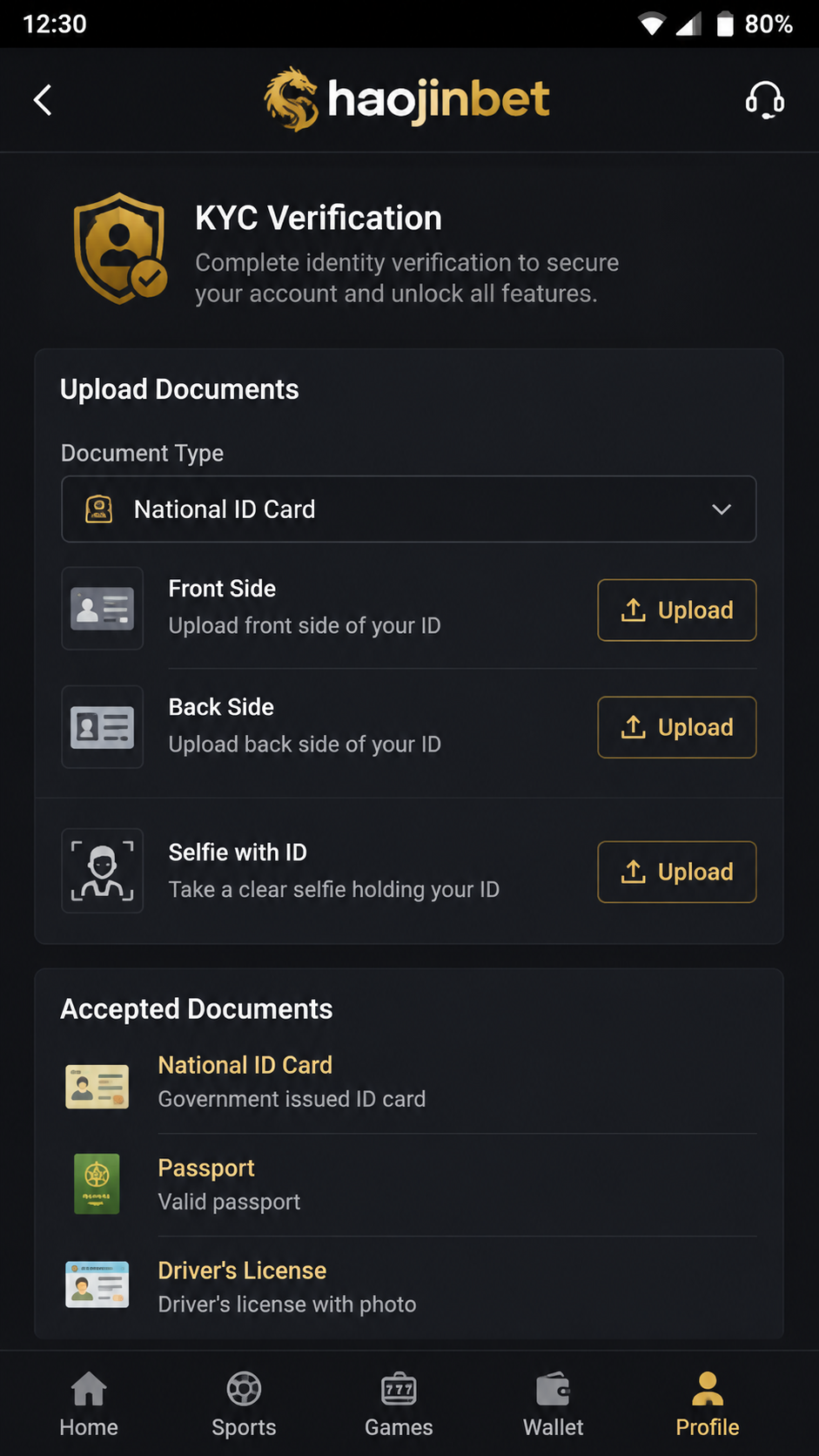 haojinbet screenshot