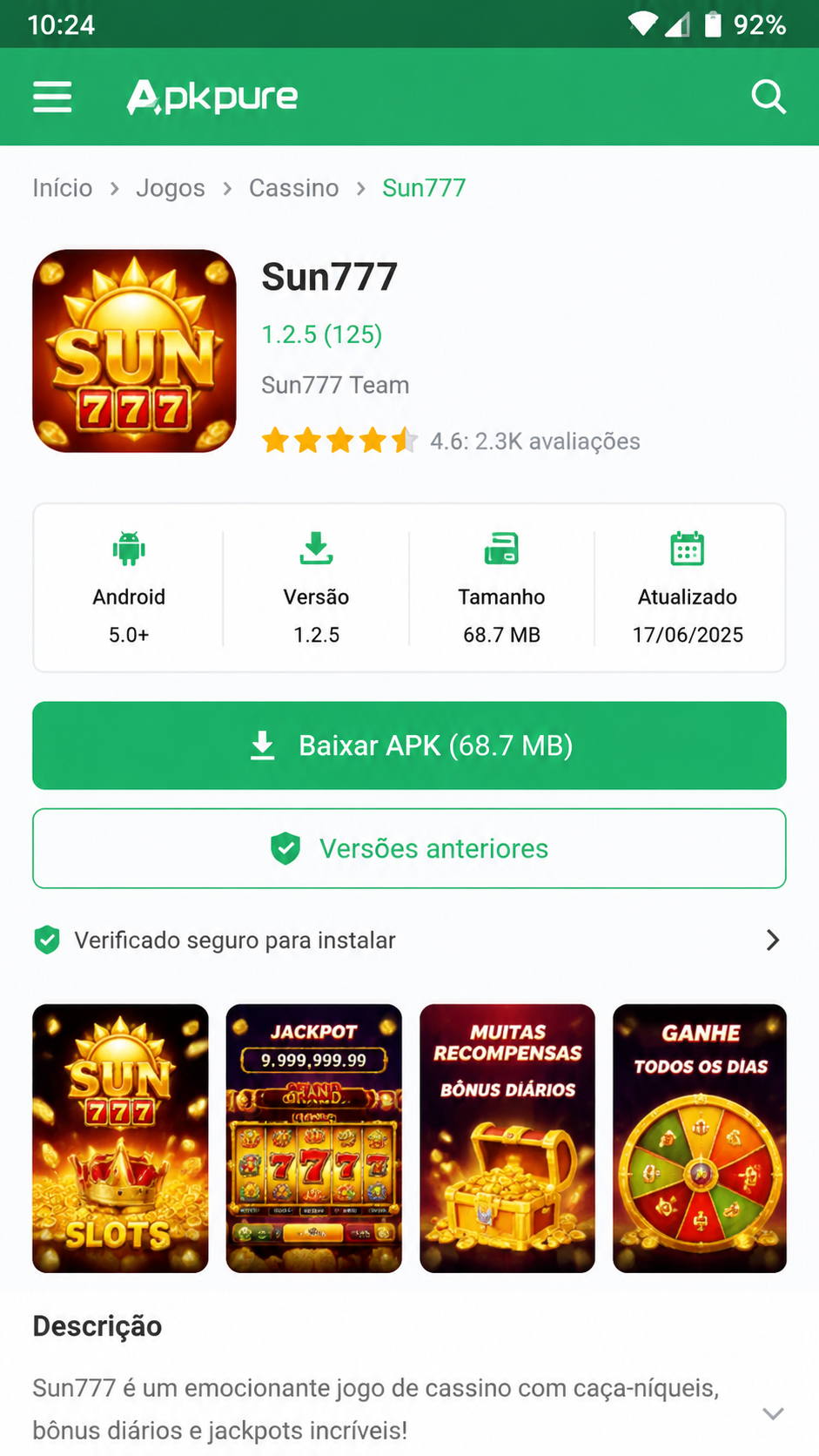 Sun777 screenshot