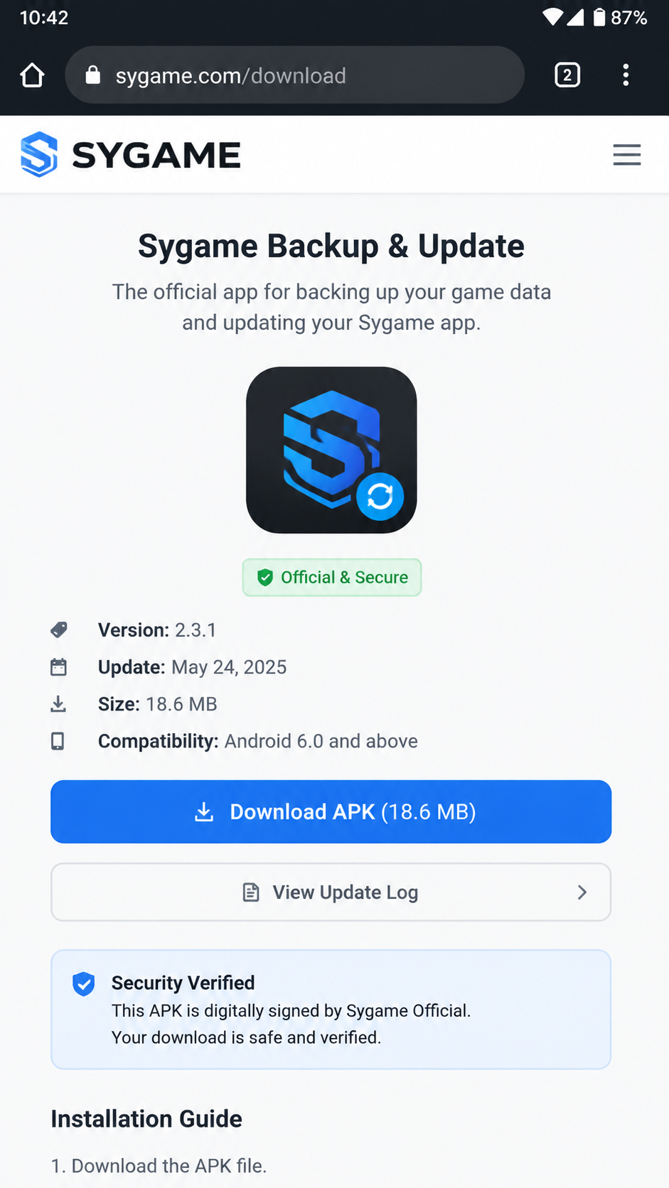 Sygame screenshot