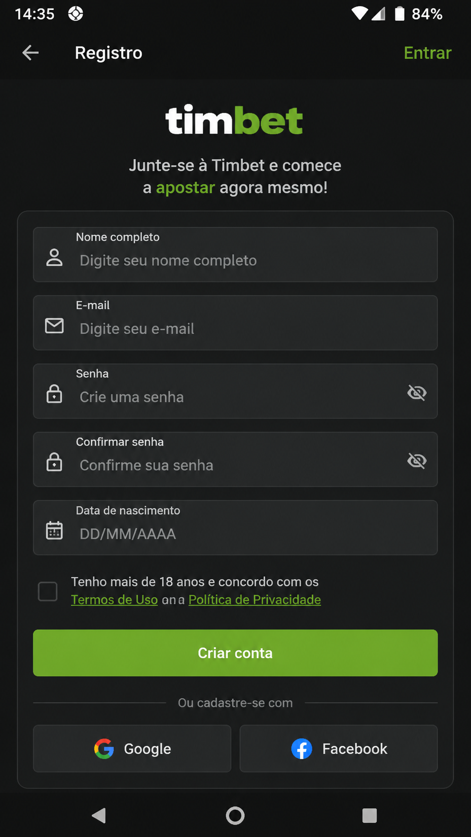 Timbet screenshot