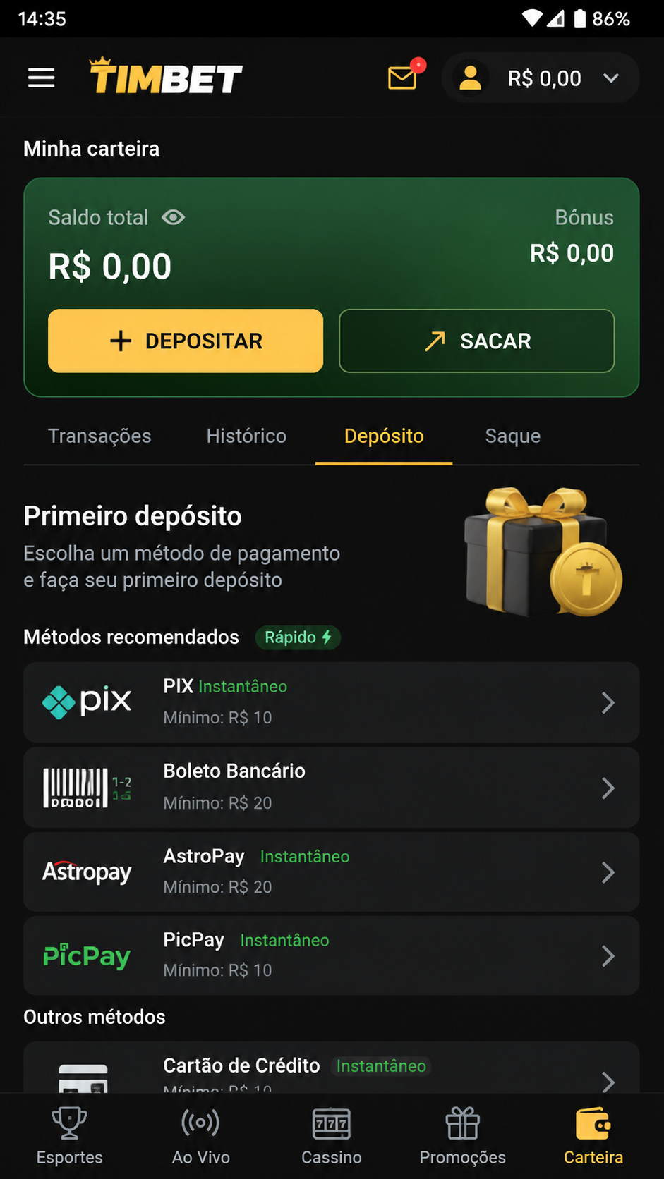 Timbet screenshot