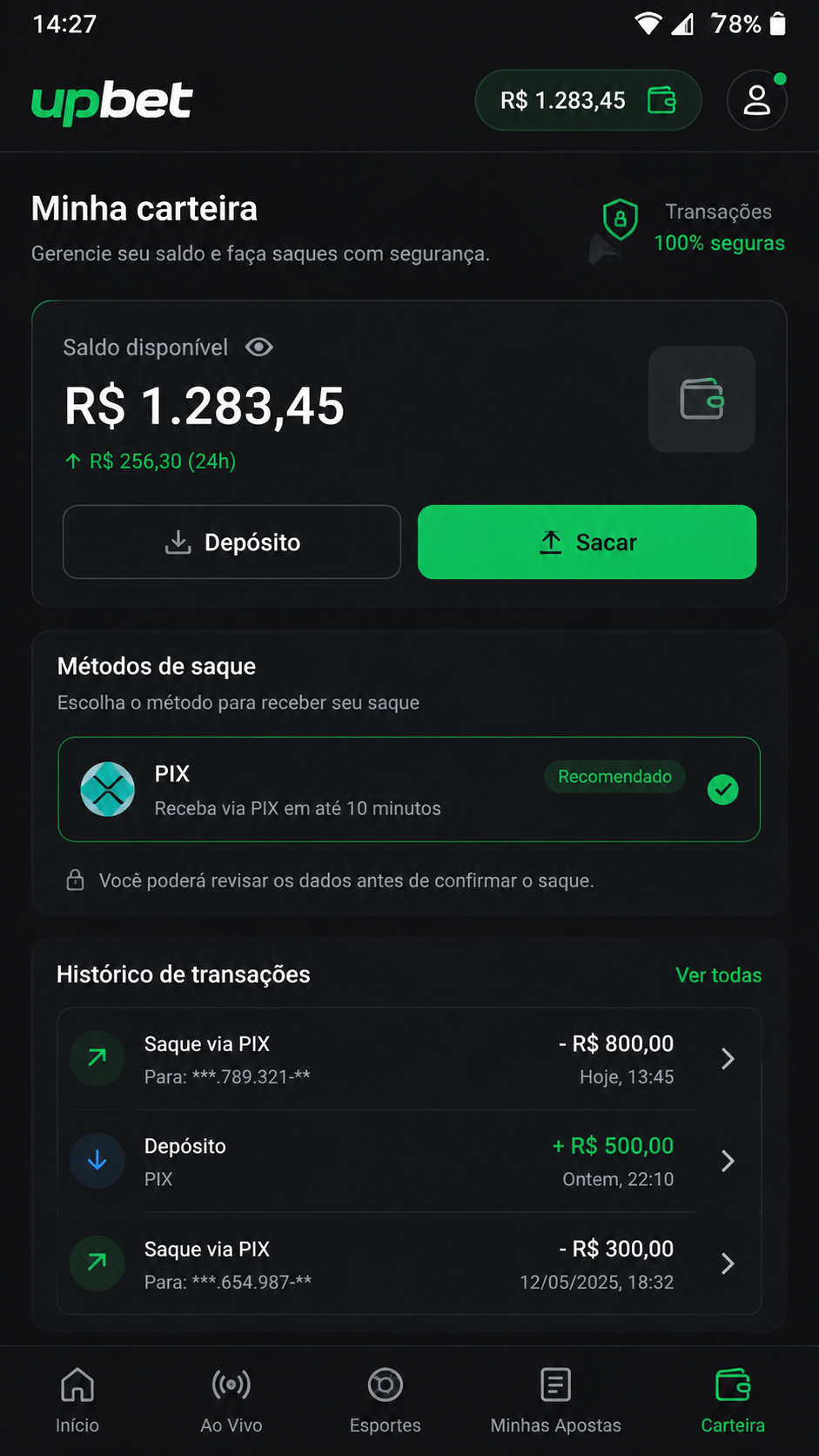 Upbet screenshot
