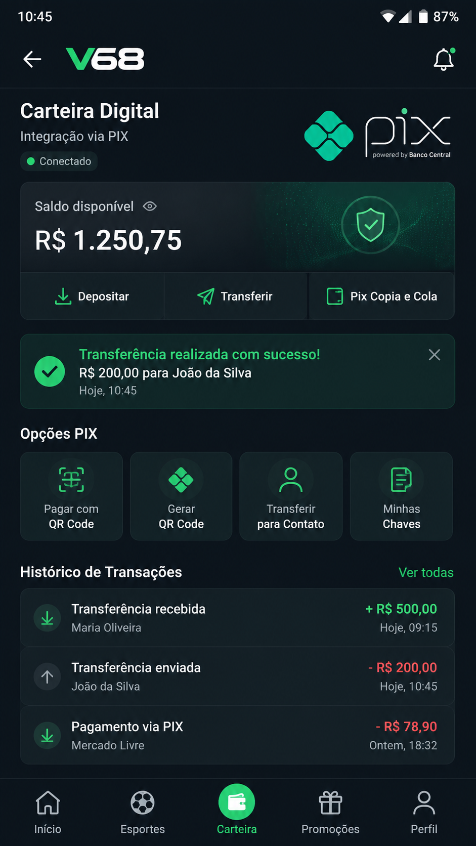 V68 screenshot