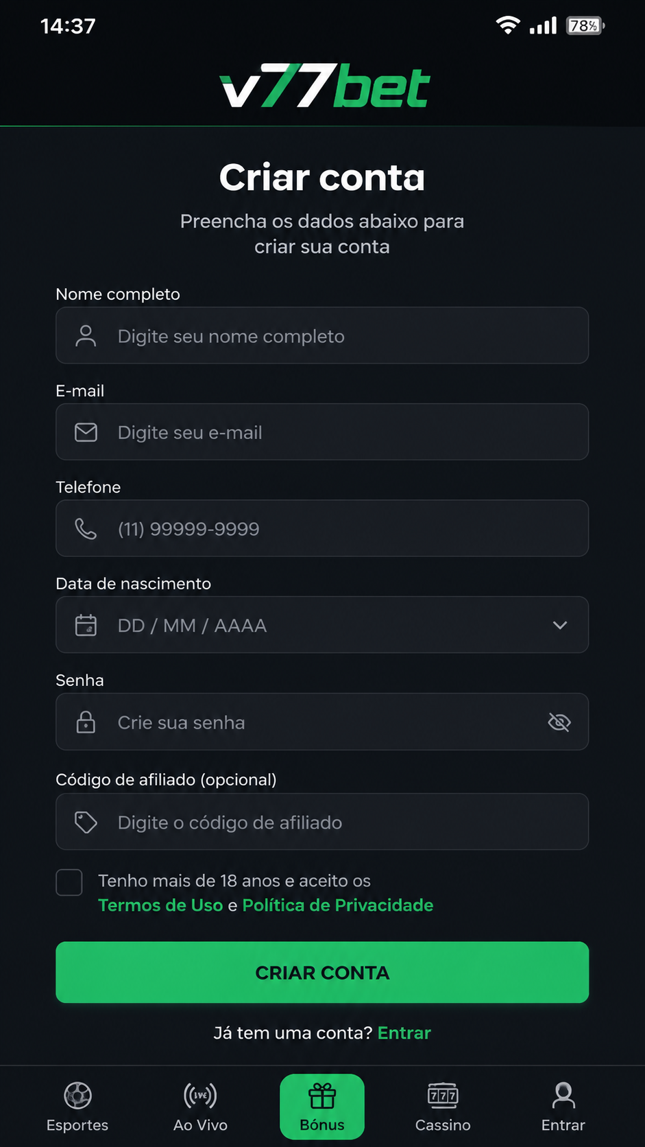 v77bet screenshot