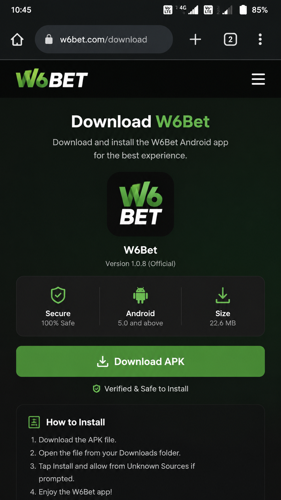 W6Bet screenshot