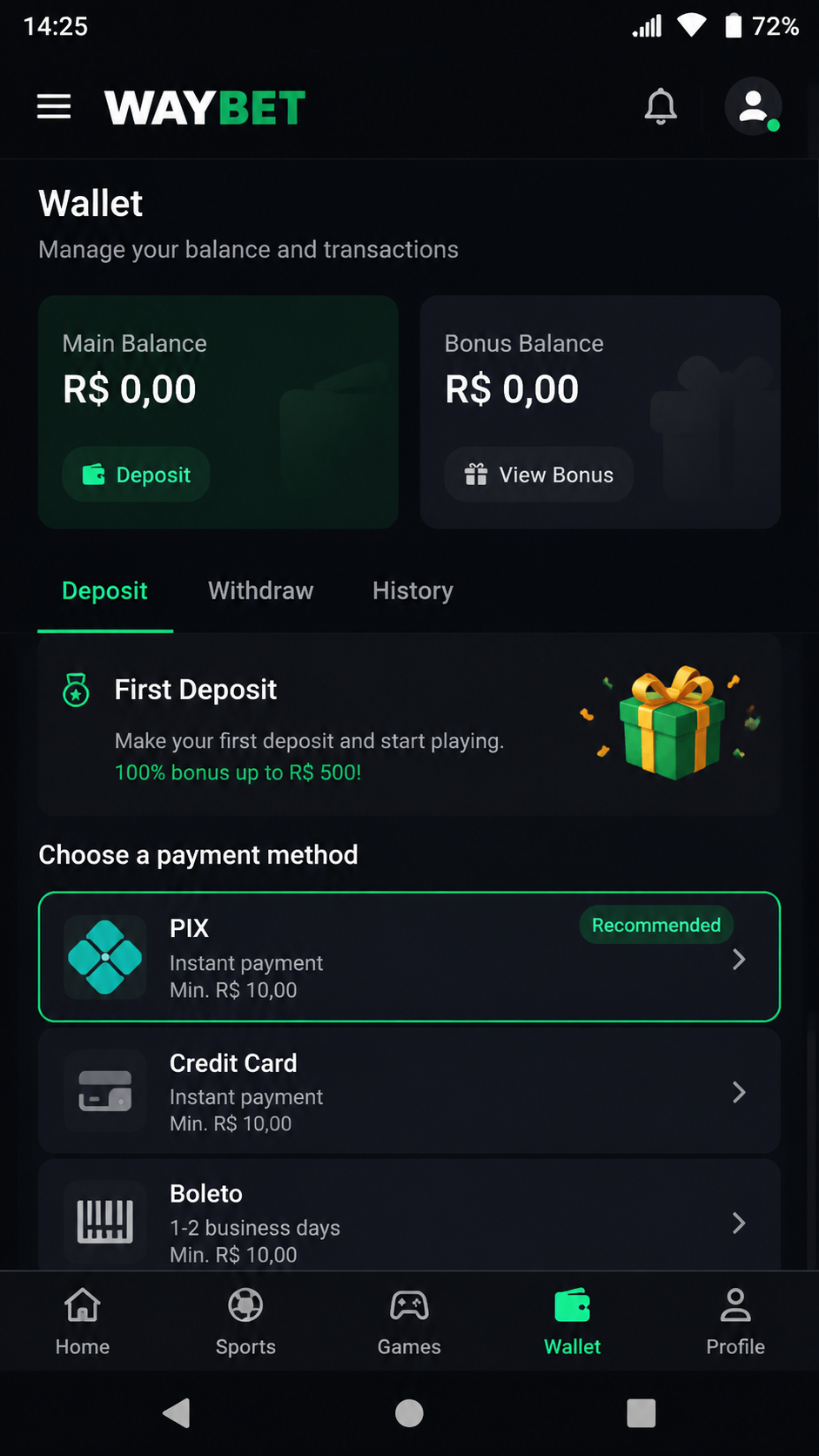 Waybet screenshot