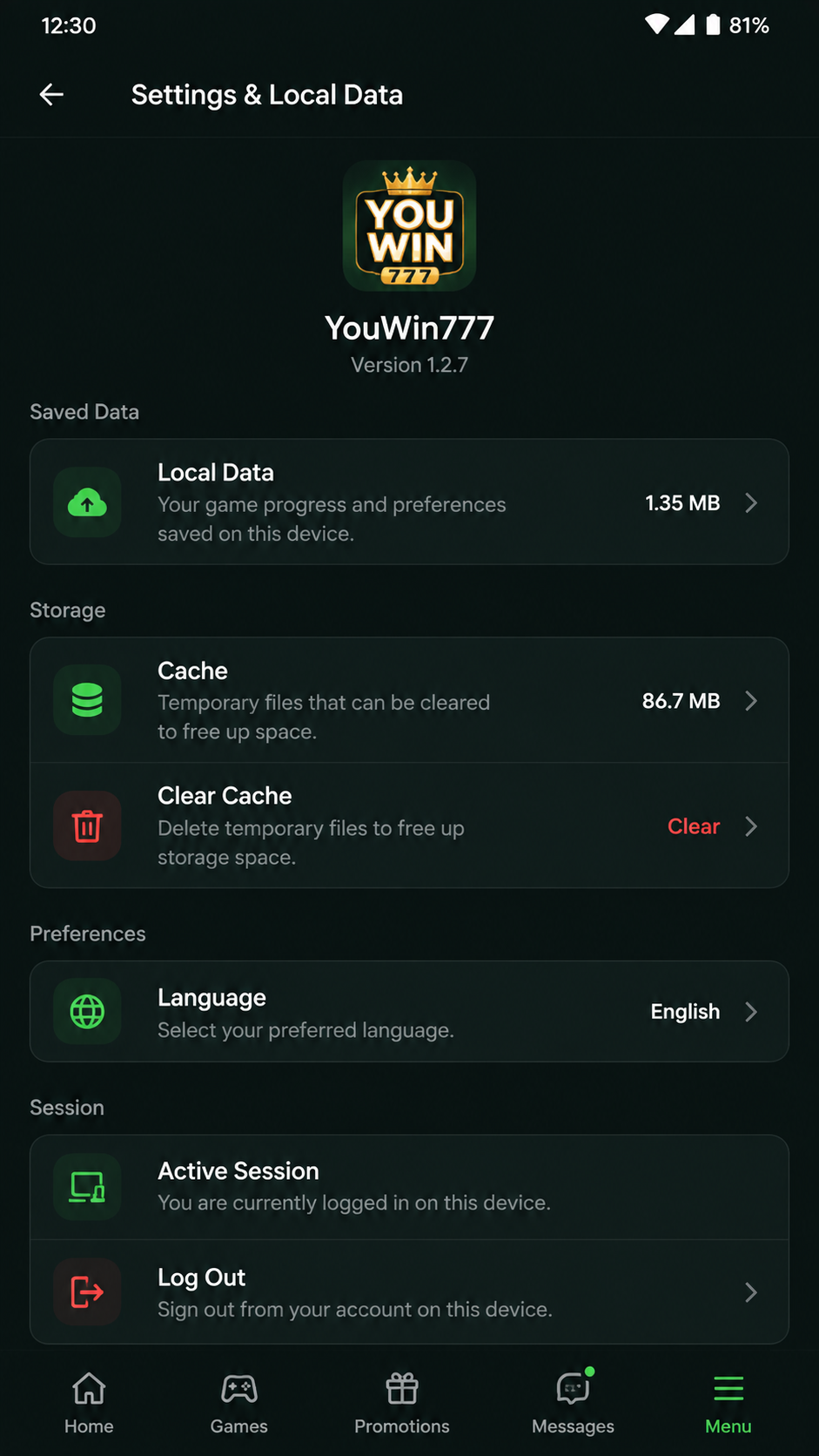 YouWin777 screenshot